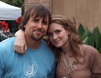Winona Ryder and Richard Linklater on the set of A Scanner Darkly